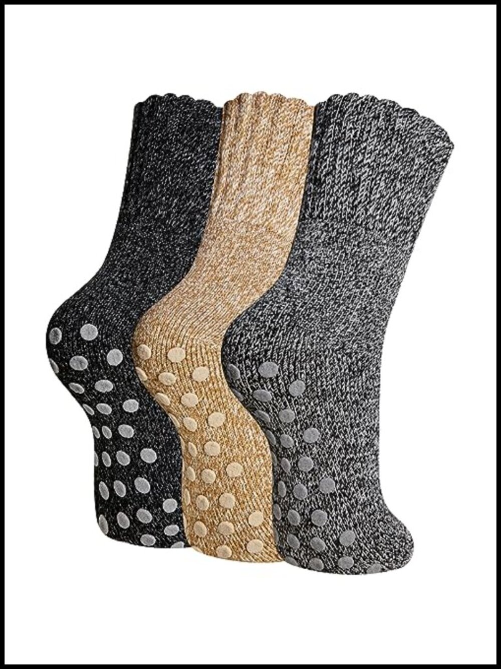 Merino Wool Non Slip Grip Socks Ski Boot Hiking Thermal Winter Warm